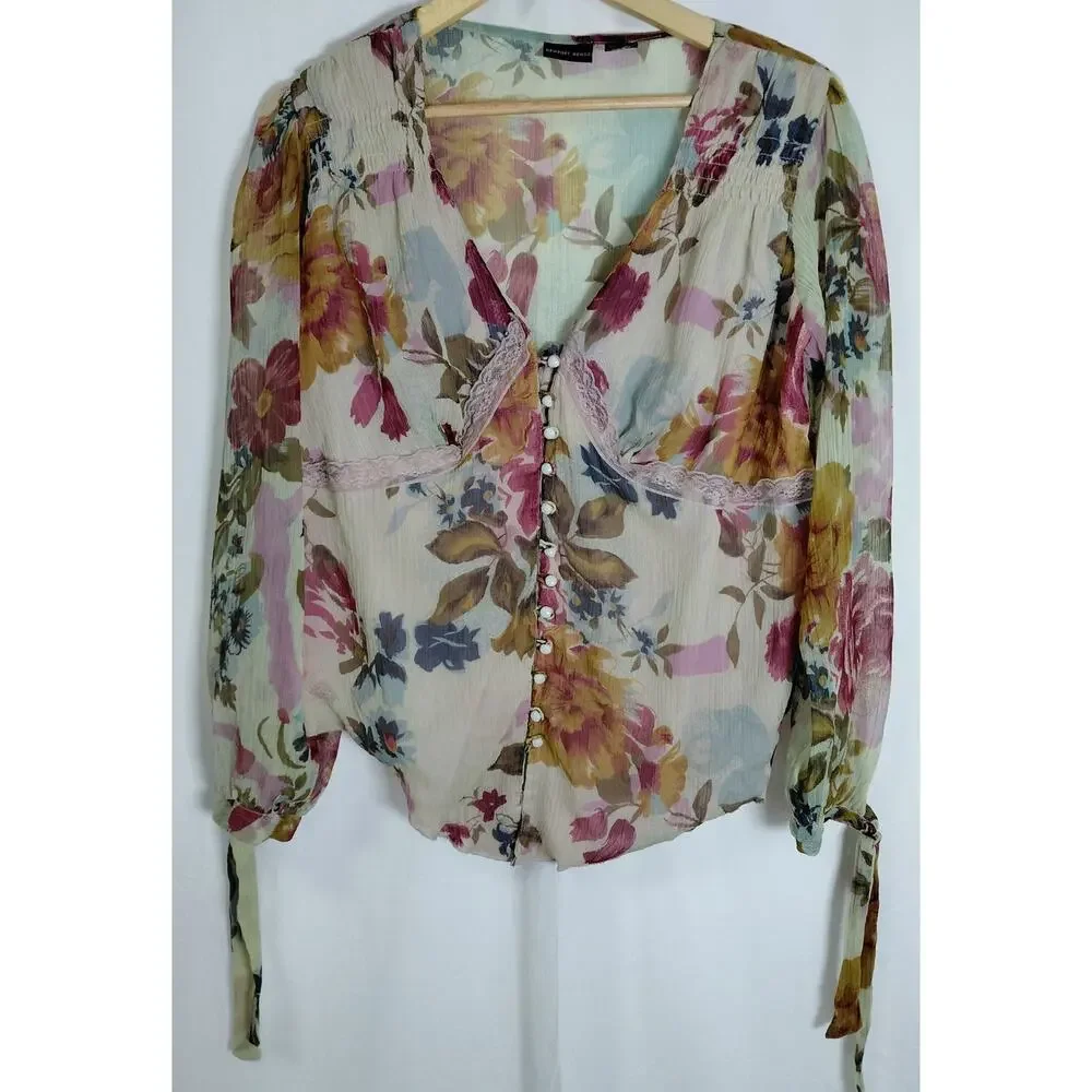 Newport Newso Multicolor Floral Lightweight Blouse Women Plus Size 14W
